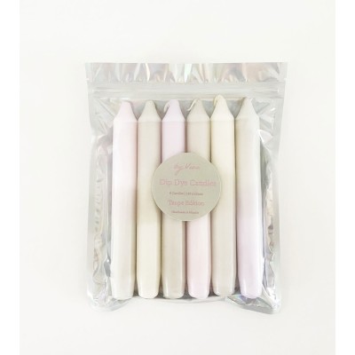 Bougies Dip Dye Taupe Edition – Un pack élégant de 6 bougies aux teintes taupe et subtiles.