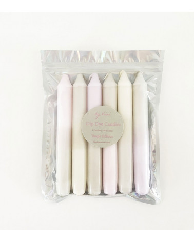 Bougies Dip Dye Taupe Edition – Un pack élégant de 6 bougies aux teintes taupe et subtiles.