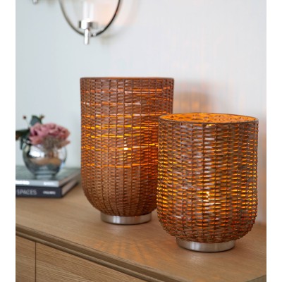 Photophore Marissa brun H 21,5 cm - Déco artisanale