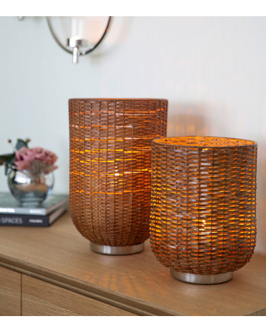 Photophore Marissa brun H 21,5 cm - Déco artisanale