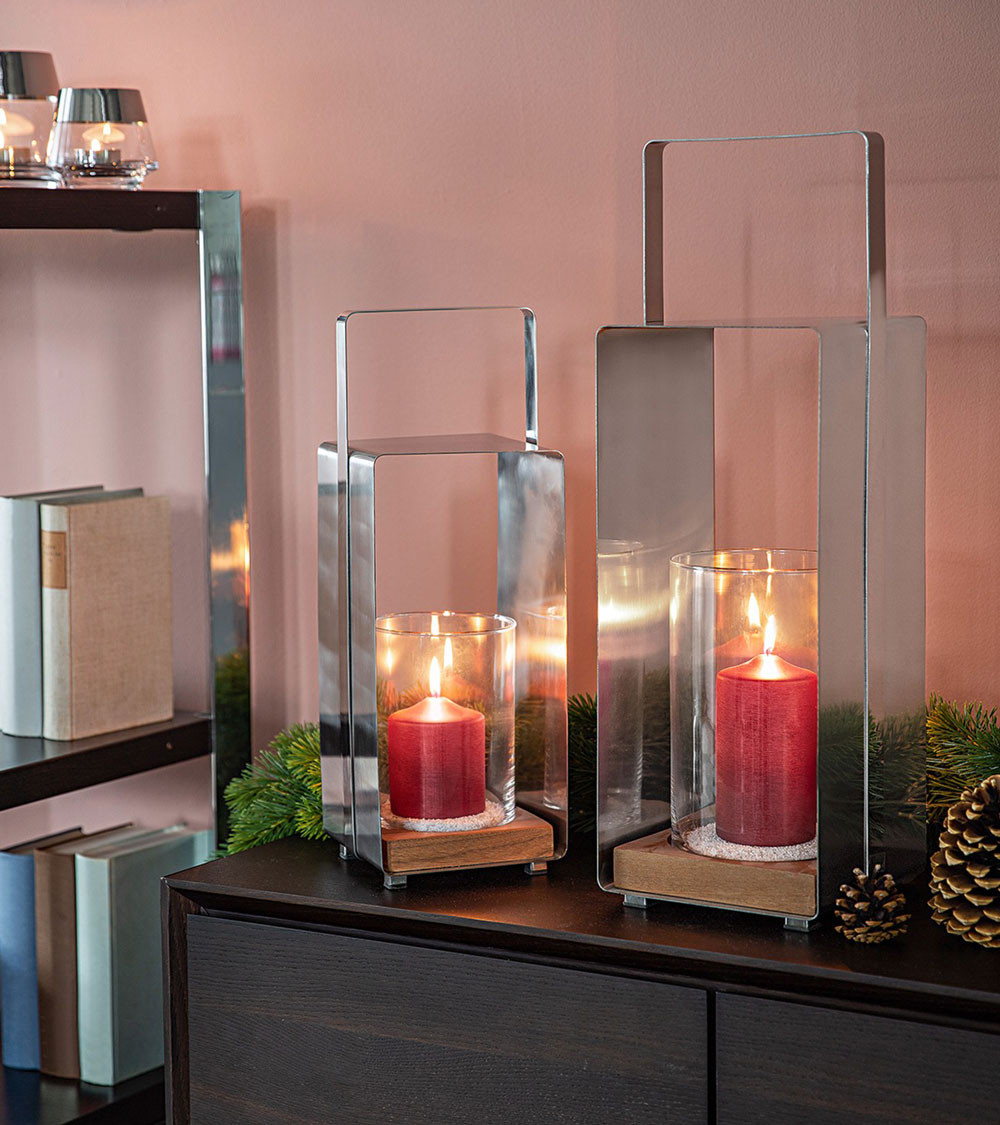 Lanterne avec Teck Magnus H 46 cm