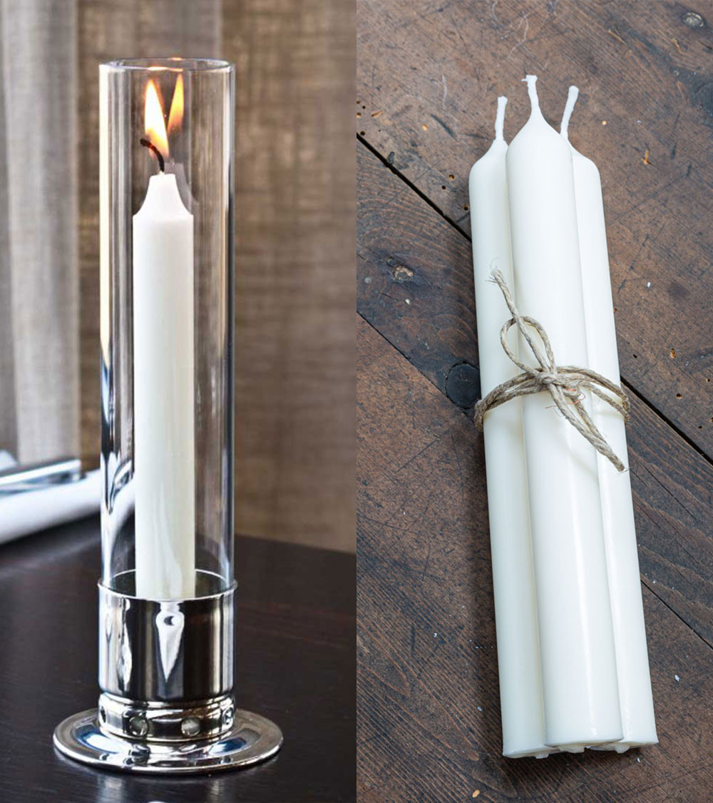 Photophore Kattvik laiton nickelé + 3 bougies naturelles