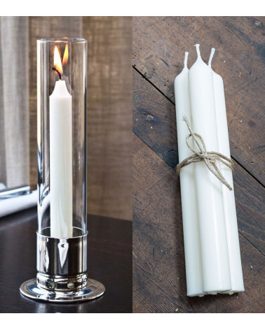 Photophore Kattvik laiton nickelé + 3 bougies naturelles