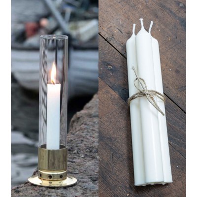 Photophore Kattvik laiton poli + 3 bougies naturelles