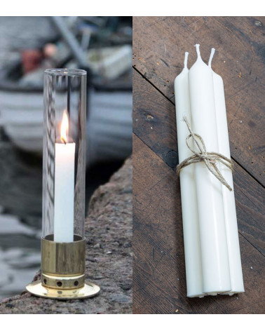 Photophore Kattvik laiton poli + 3 bougies naturelles