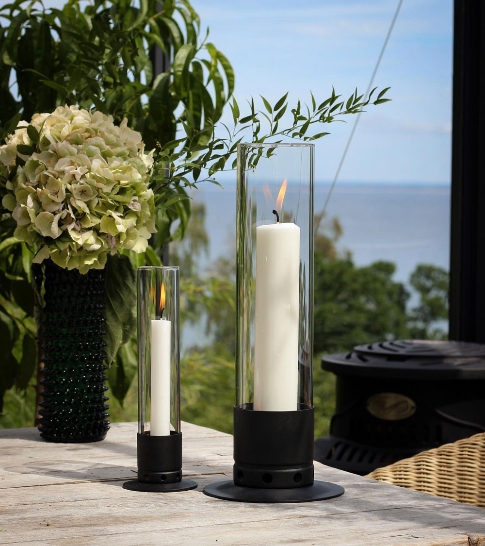 Photophore Kattvik® Noir Mat + 3 bougies naturelles