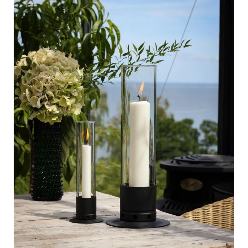 Photophore Kattvik® Noir Mat + 3 bougies naturelles