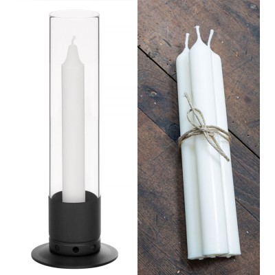 Photophore Kattvik® Noir Mat + 3 bougies naturelles