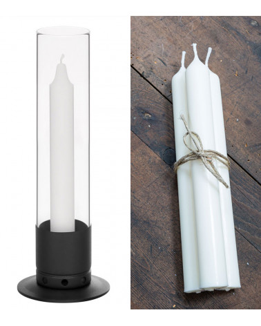 Photophore Kattvik® Noir Mat + 3 bougies naturelles