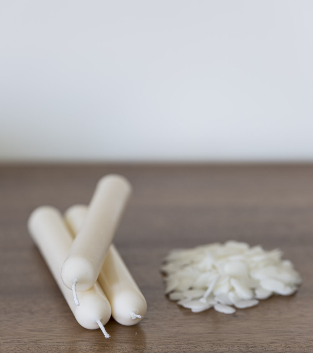 Bougie chandelle naturelle artisanale en cire végétale de colza, taille 20 cm, avec cire de colza.