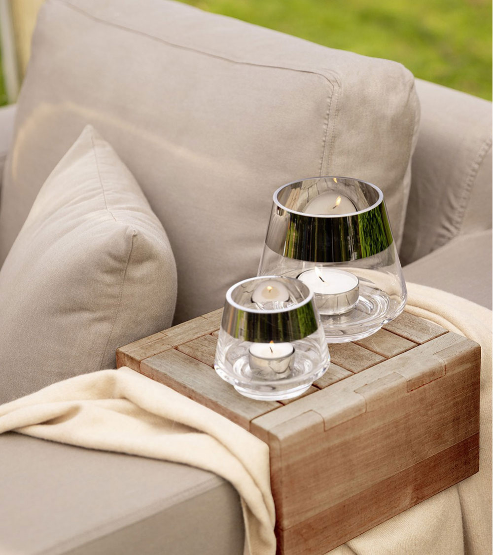 Photophore design JONA argenté petit format