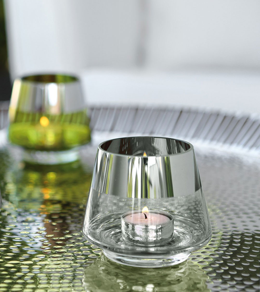 Photophore design JONA argenté petit format