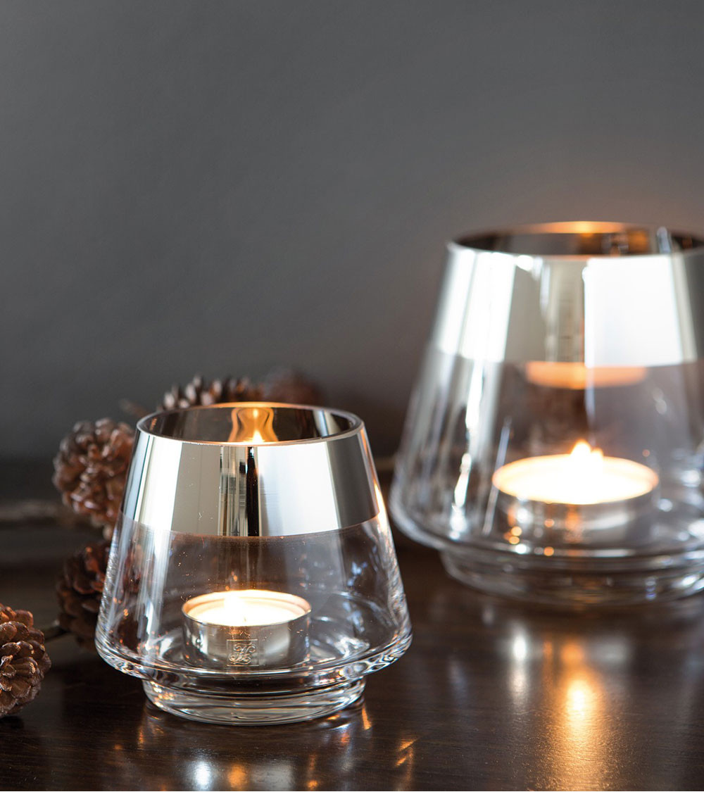 Photophore design JONA argenté petit format