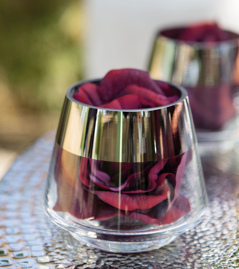 Photophore design JONA argenté petit format