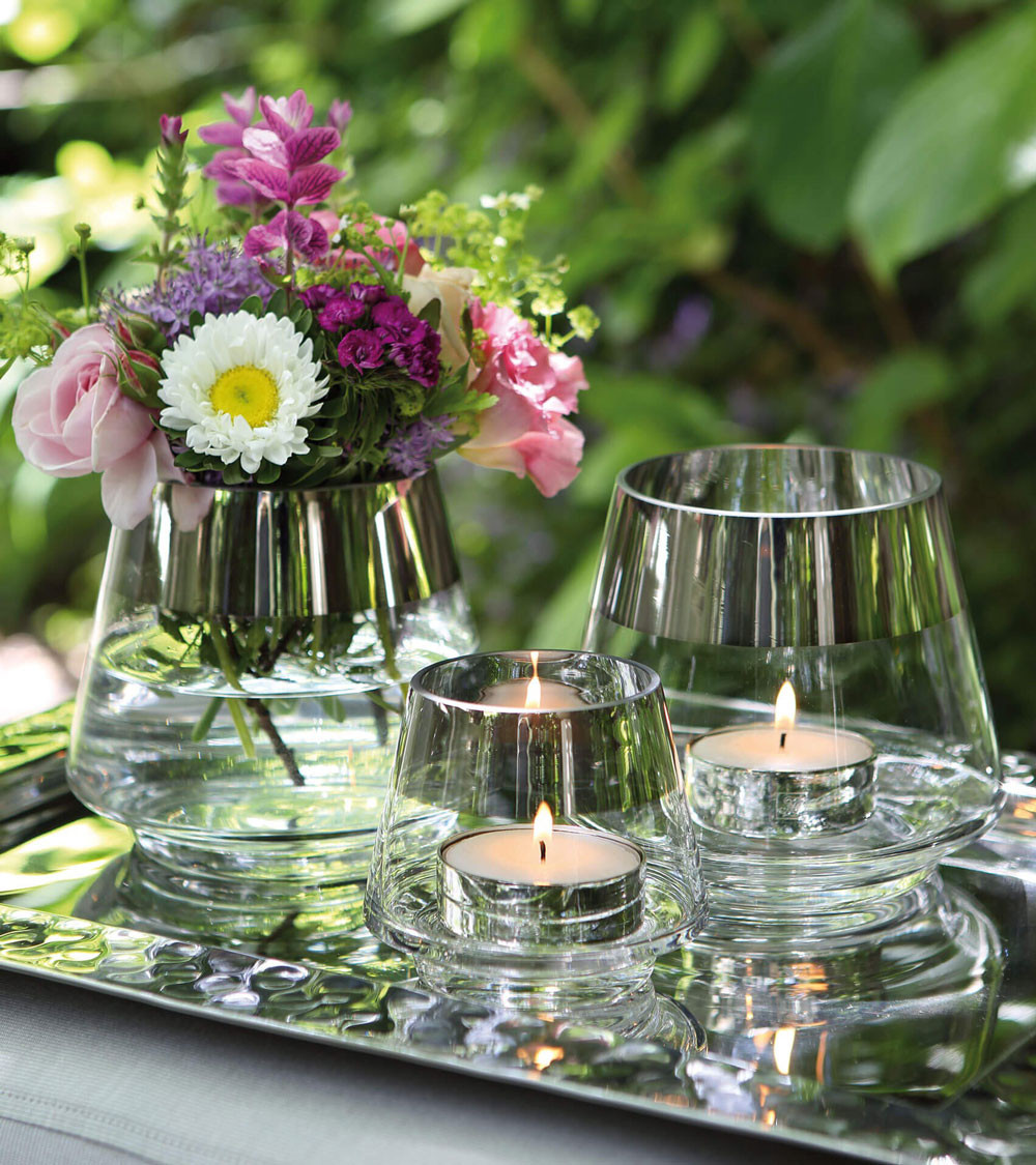 Photophore design JONA argenté petit format