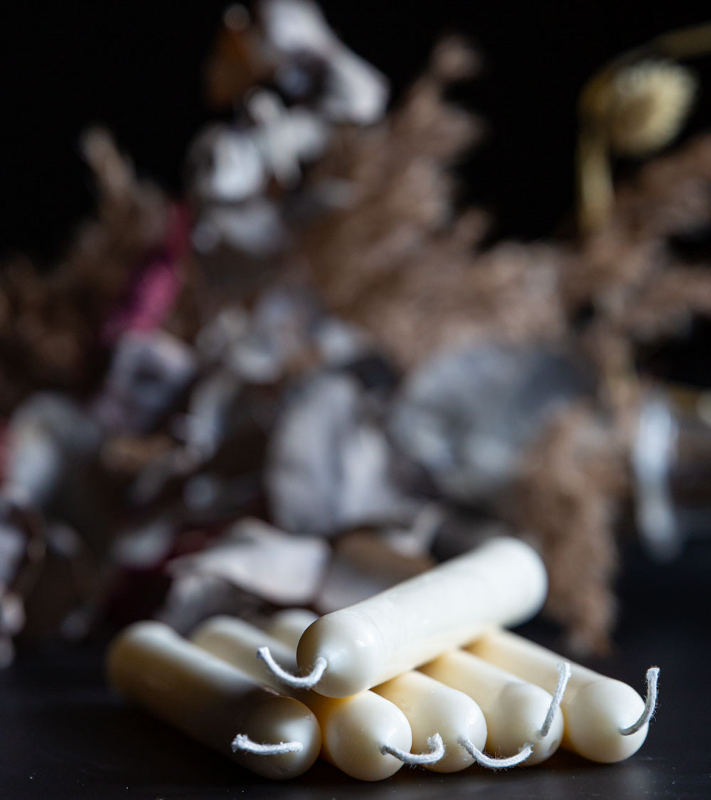 Bougie chandelle artisanale, bougie naturelle en cire végétale de colza, taille 20 cm, pack de 6.