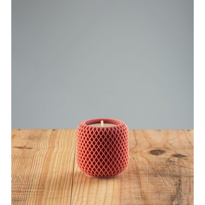 Bougie artisanale Garance, bougie naturelle en cire végétale de colza, couleur terracotta, vue de face