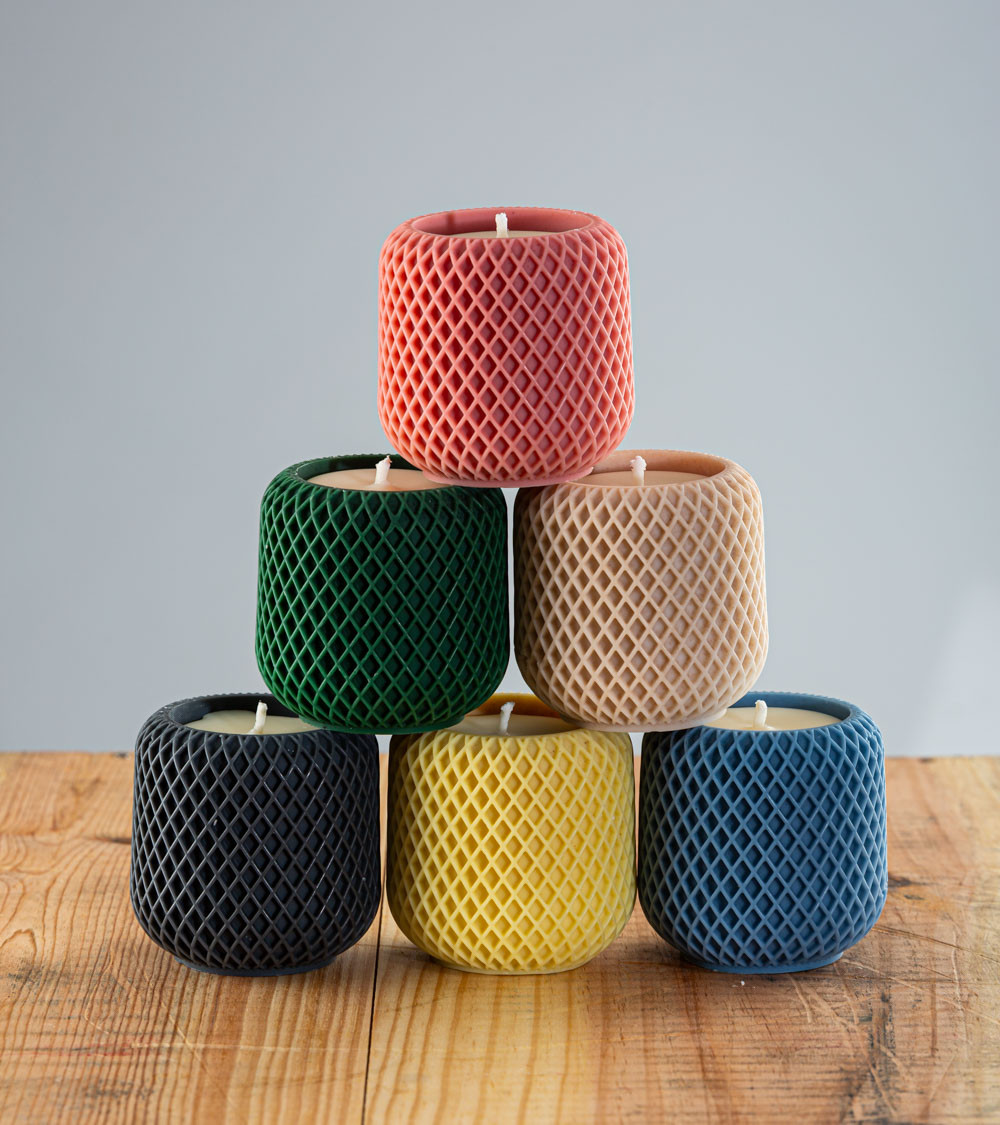 Bougie-bougeoir design naturelle "Charmine" - Couleur Beige Châtaignier