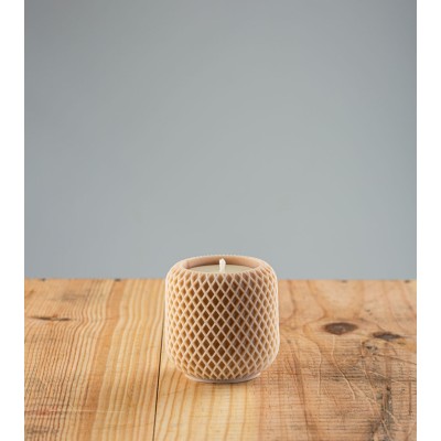 Bougie artisanale Charmine, bougie naturelle en cire végétale de colza, couleur beige châtaignier, vue de face