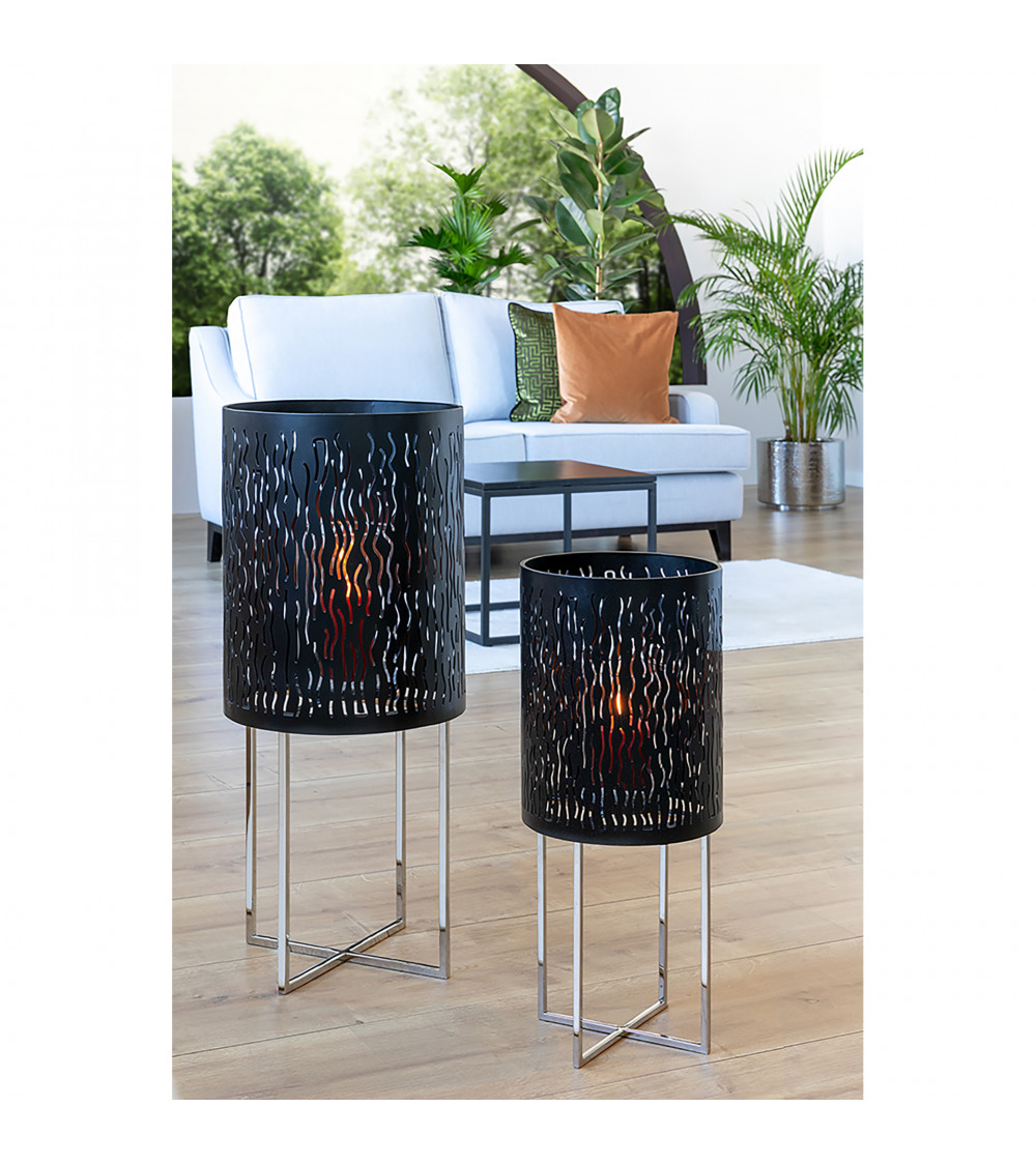 Photophore Baccus en acier Noir/Argent