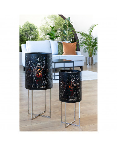 Photophore Baccus en acier Noir/Argent