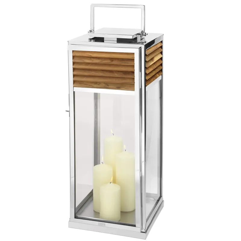 Lanterne Genua Teck & Acier inoxydable - H 80 cm