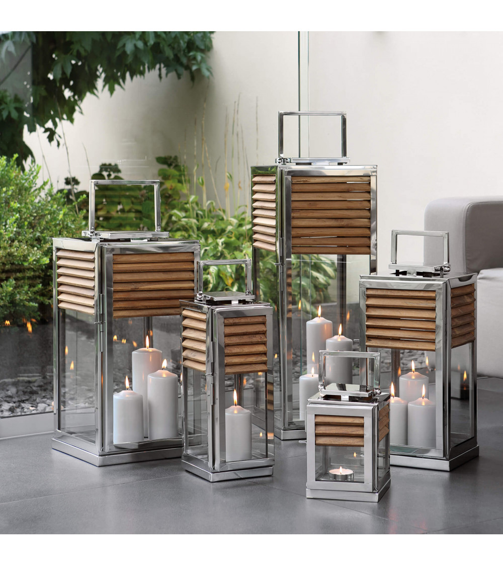 Lanterne Genua Teck & Acier inoxydable - H 80 cm