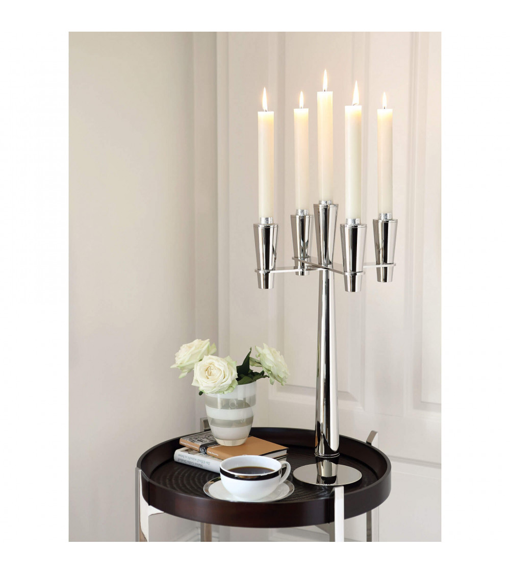 Chandelier Bandini 5 bougies H 54 cm - Argenté élégant