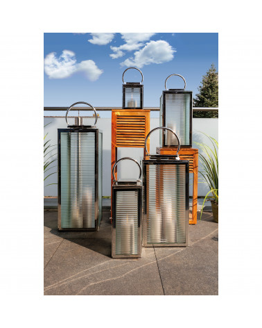 Lanterne Malaga 58 cm – Grande lanterne en verre cannelé