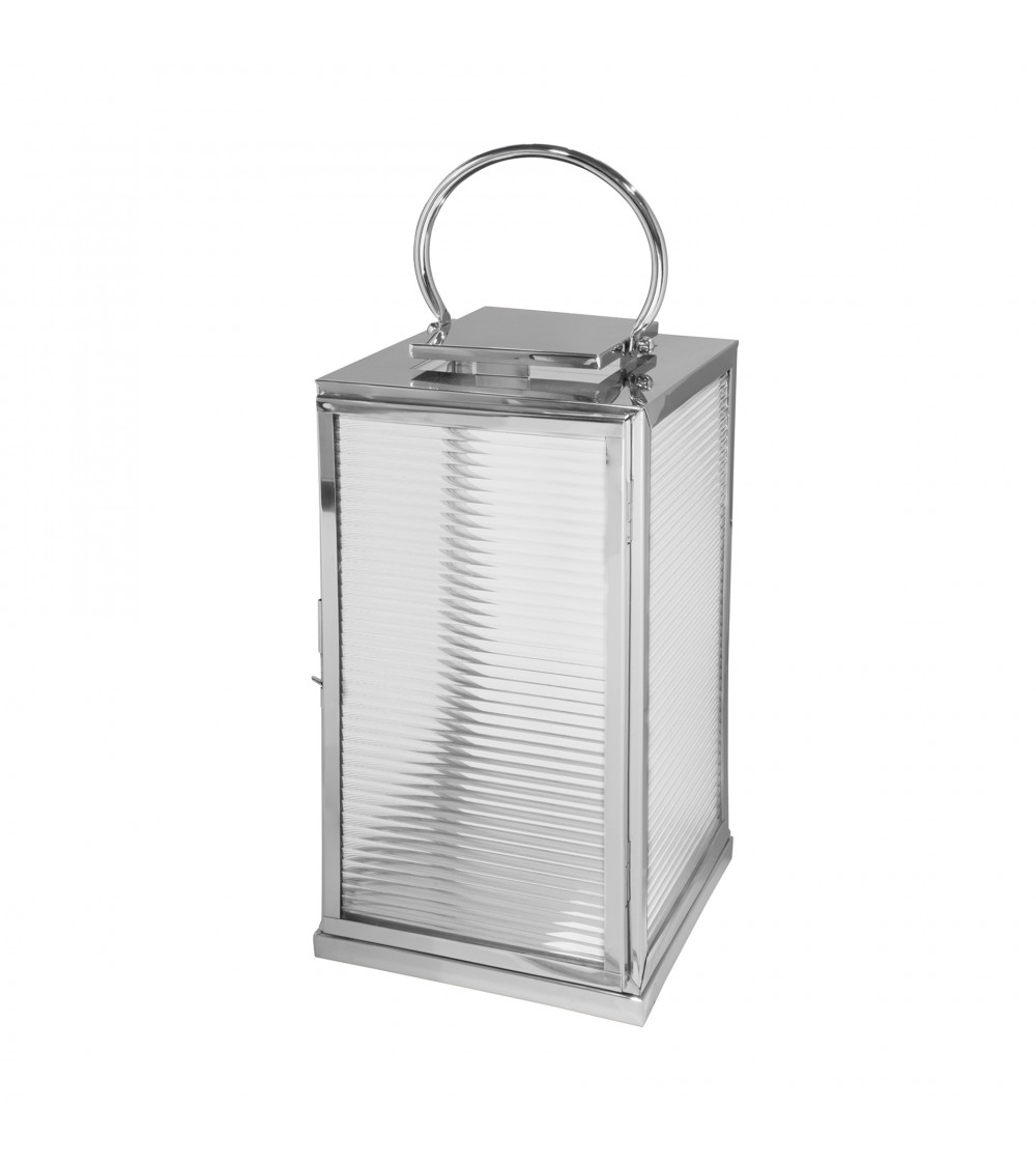 Lanterne Malaga 58 cm – Grande lanterne en verre cannelé