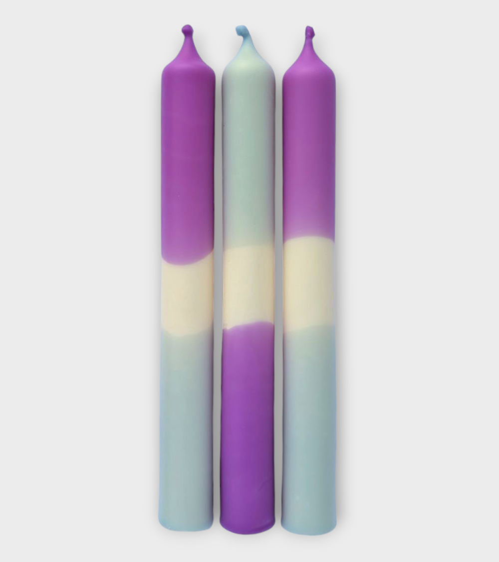 Nuit Étoilée – Bougies pastel Lilas & Bleu Gris