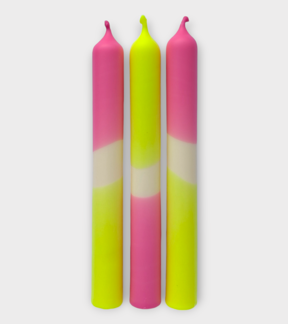 Flash Tropical – Bougies fluo Fuchsia & Jaune