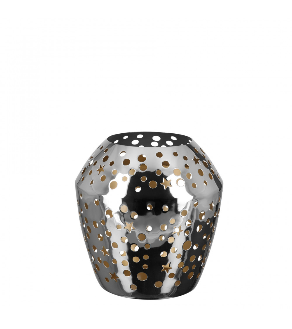 Photophore Sheila argenté H 24 cm - Intérieur doré