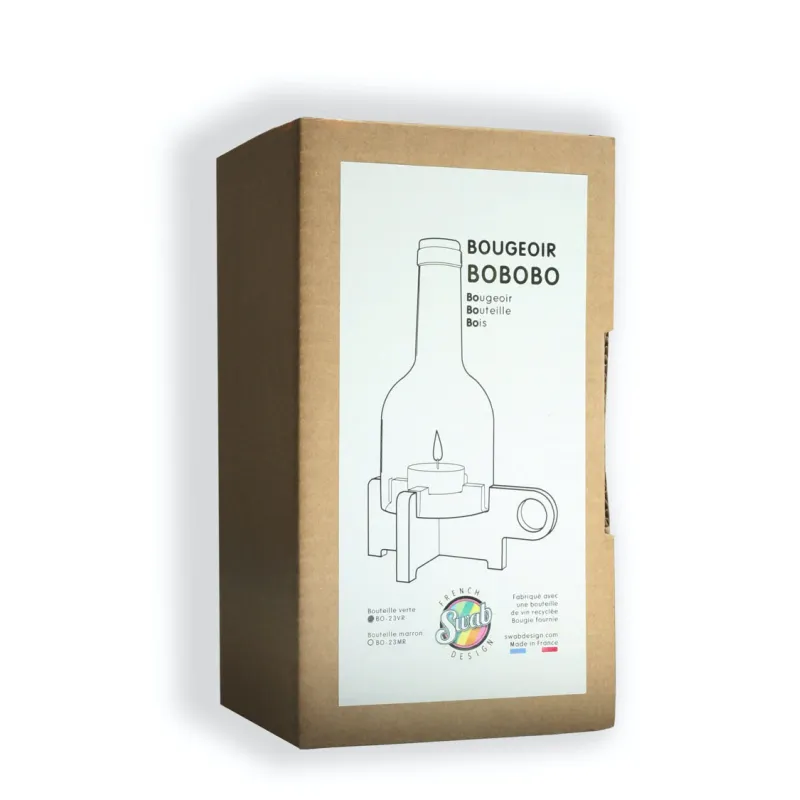 Emballage du bougeoir "BoBoBo", éco-conçu et élégant.