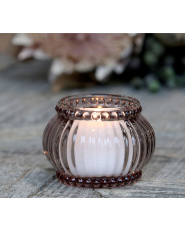 Photophore allumé avec ambiance florale