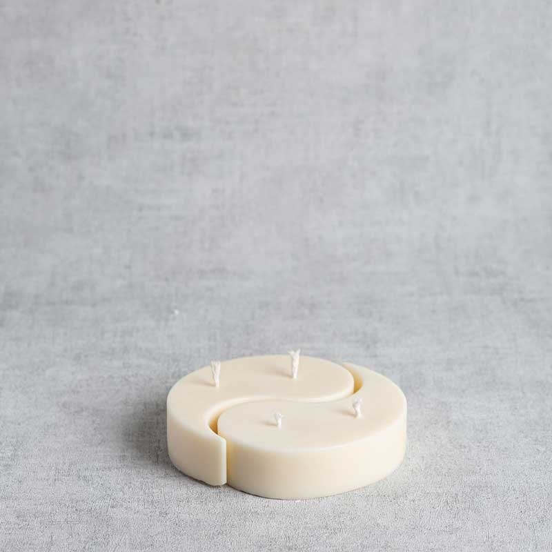 Bougie Yin-Yang naturelle Yvoline grand modèle en cire de colza