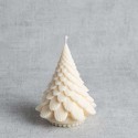 Bougie sapin de Noël pomme de pin - naturelle et artisanale - crème - Ø 10 cm - H 15 cm - 100% cire de colza