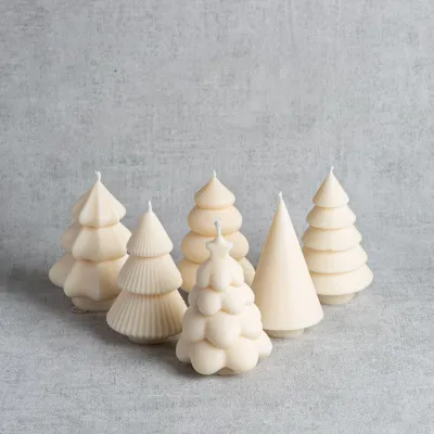 Ensemble de bougies sapins en cire végétale, créations artisanales Maison du Bougeoir