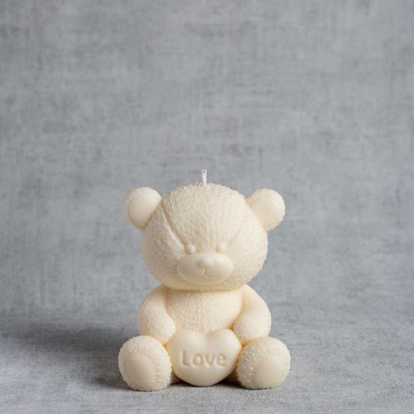 Bougie ourson Thérine en cire naturelle - vue de face