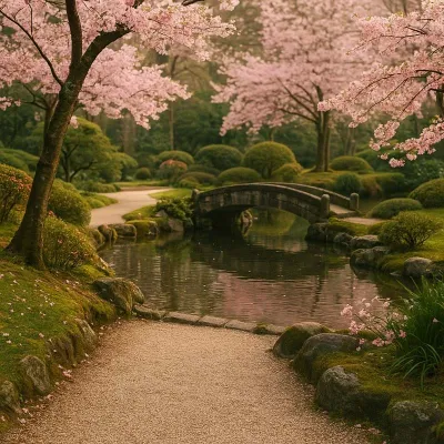 Jardin japonais en fleurs illustrant la bougie parfumée Jardin de Kyoto