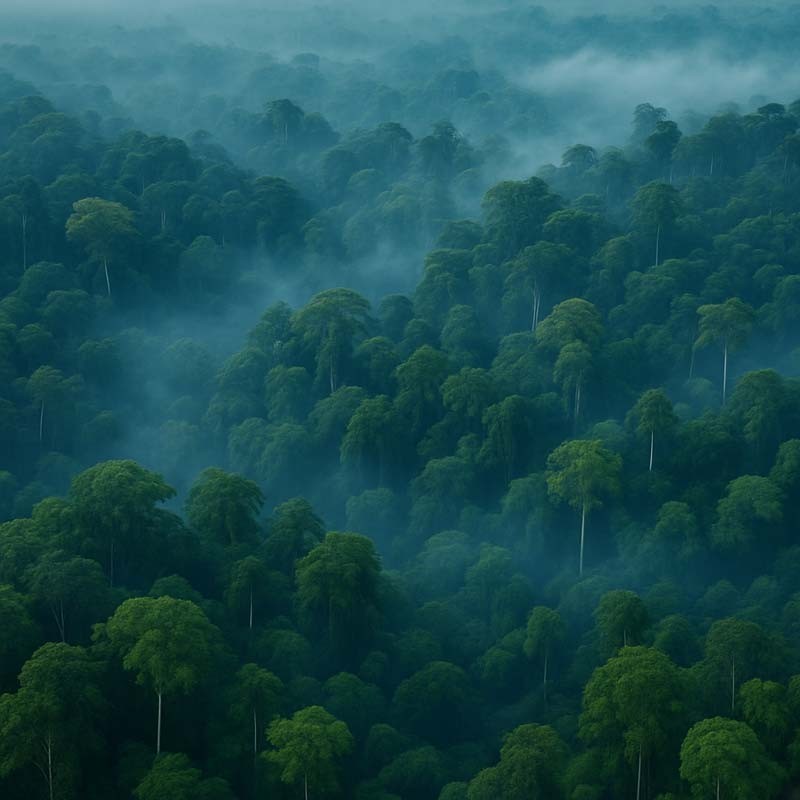 Vue aérienne de la forêt tropicale de Bornéo pour la bougie parfumée Ciel de Bornéo