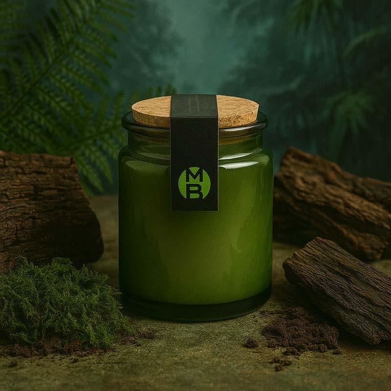 bougie parfumée ciel de Bornée avec les éléments de la pyramide olfactive