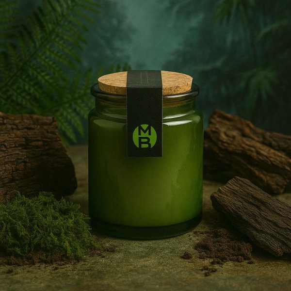 bougie parfumée ciel de Bornée avec les éléments de la pyramide olfactive