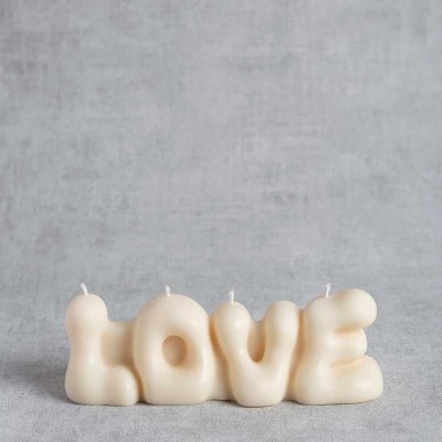 Bougie Love en cire de colza, bougie artisanale décorative fabrication française