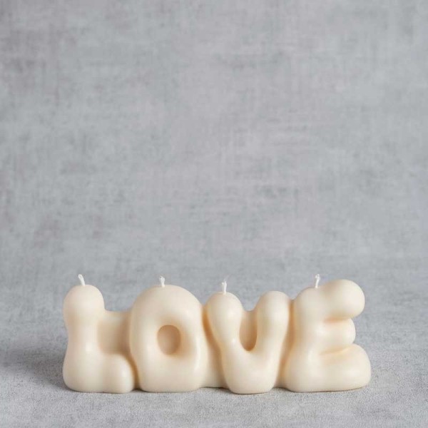 Bougie Love en cire de colza, bougie artisanale décorative fabrication française