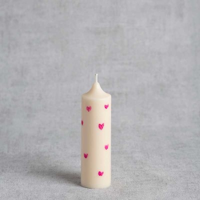 Bougie décorative naturelle avec motifs cœurs – fabrication française