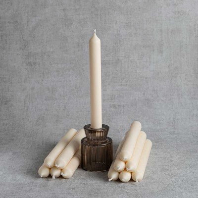 Bougies chandelles naturelles en cire de colza – pack de 12 chandelles artisanales fabriquées en France