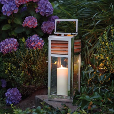 Lanterne Genua Teck & Acier inoxydable - H 45 cm