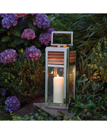 Lanterne Genua Teck & Acier inoxydable - H 45 cm