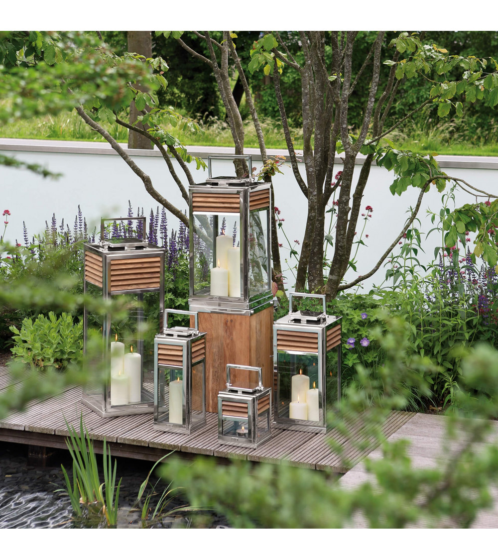 Lanterne Genua Teck & Acier inoxydable - H 45 cm